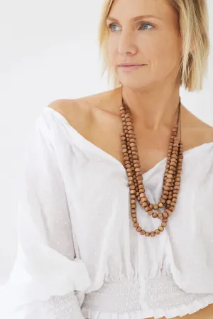 ~ Natural Timber Bead Kailua Necklace - Hazelnut
