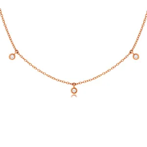 0.14 Cttw Round Diamond 7 Station 14K Rose Gold Necklace
