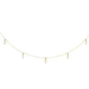 0.25 Cttw Marquise Diamond Station Necklace 14K Yellow Gold