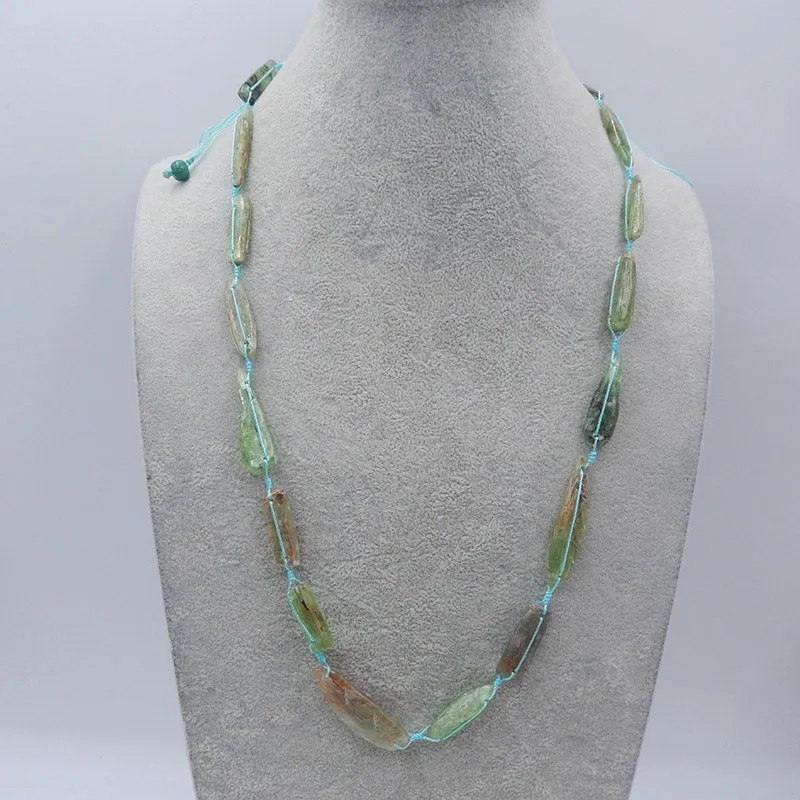 1 Strand Gemstone Necklaces, Green Kyanite Gemstone Necklaces Necklace, Adjustable Necklace, 28-36 inch, 69g