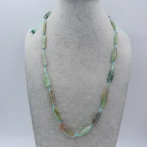 1 Strand Gemstone Necklaces, Green Kyanite Gemstone Necklaces Necklace, Adjustable Necklace, 28-36 inch, 69g