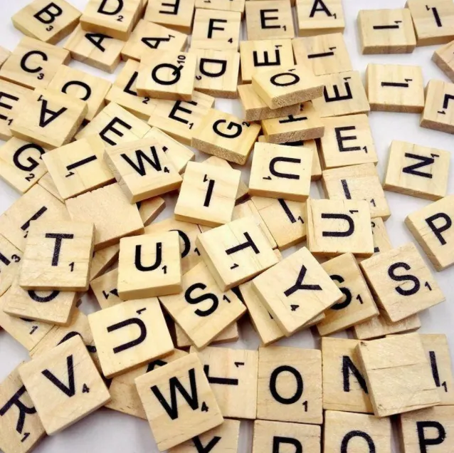 100Pcs Letter Alphabet English Words Kids Wooden Scrabble Tiles Craft