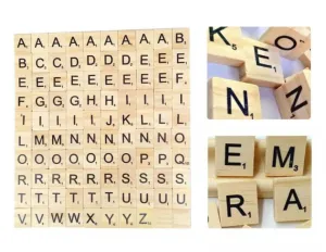100Pcs Letter Alphabet English Words Kids Wooden Scrabble Tiles Craft