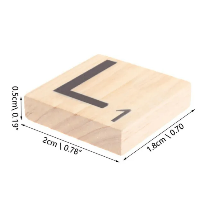 100Pcs Letter Alphabet English Words Kids Wooden Scrabble Tiles Craft