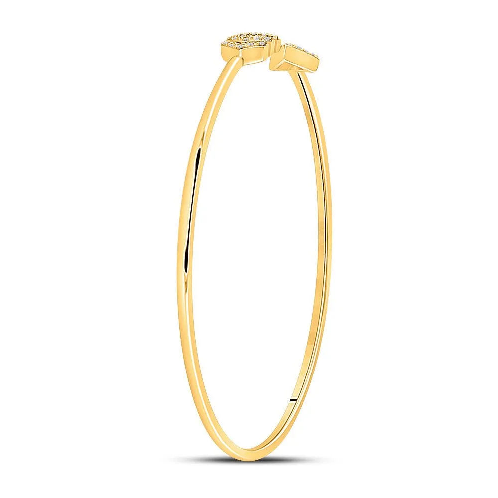 10kt Yellow Gold Diamond Arrow Bangle Bracelet - A Dazzling Delight