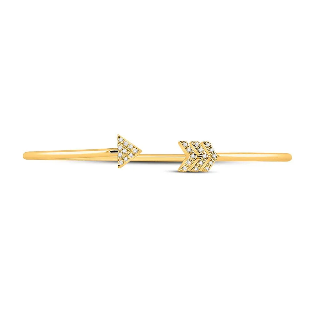 10kt Yellow Gold Diamond Arrow Bangle Bracelet - A Dazzling Delight