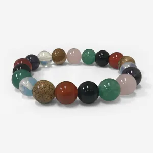 10mm Multi Gemstone Bead Unisex Handmade Stretch Bracelet