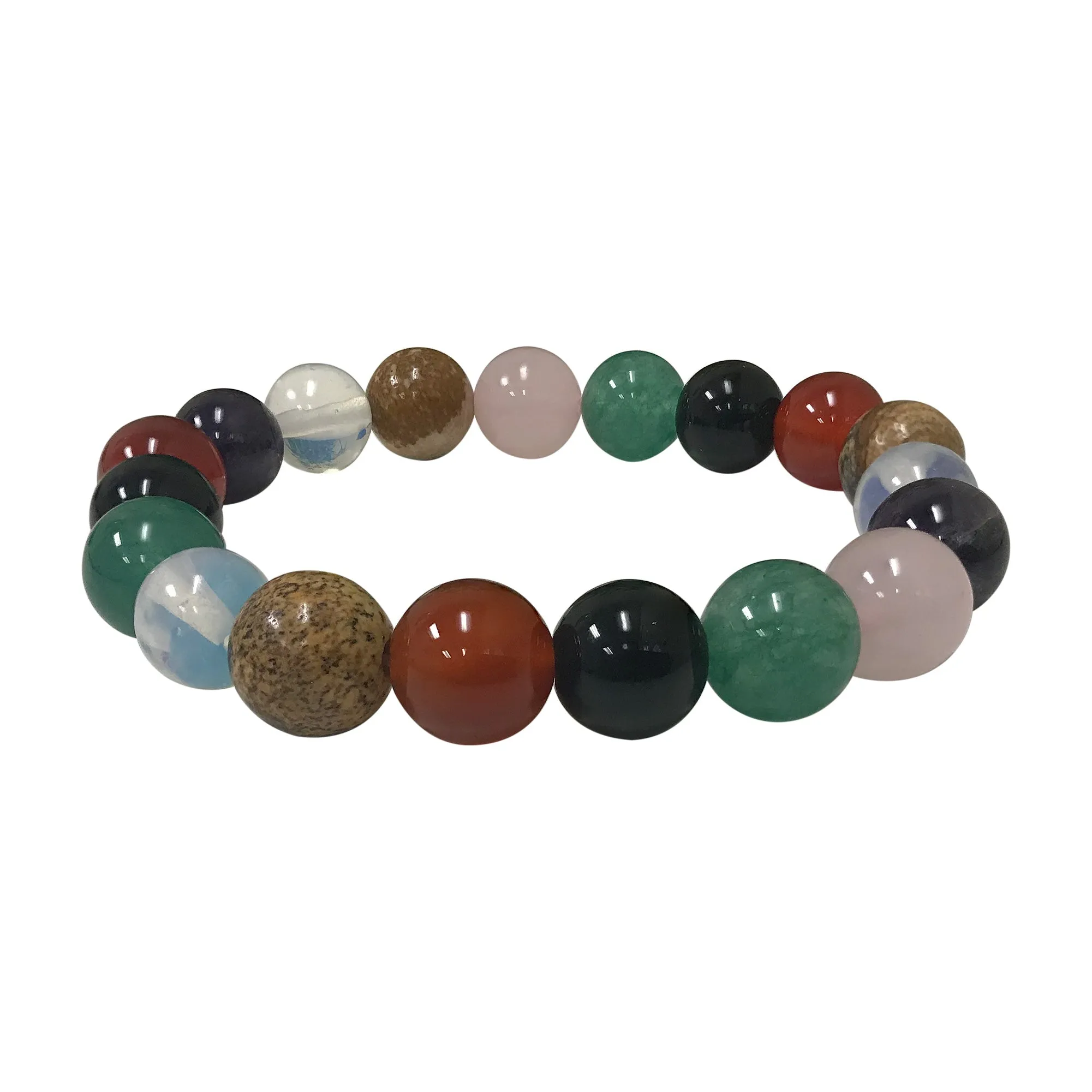 10mm Multi Gemstone Bead Unisex Handmade Stretch Bracelet
