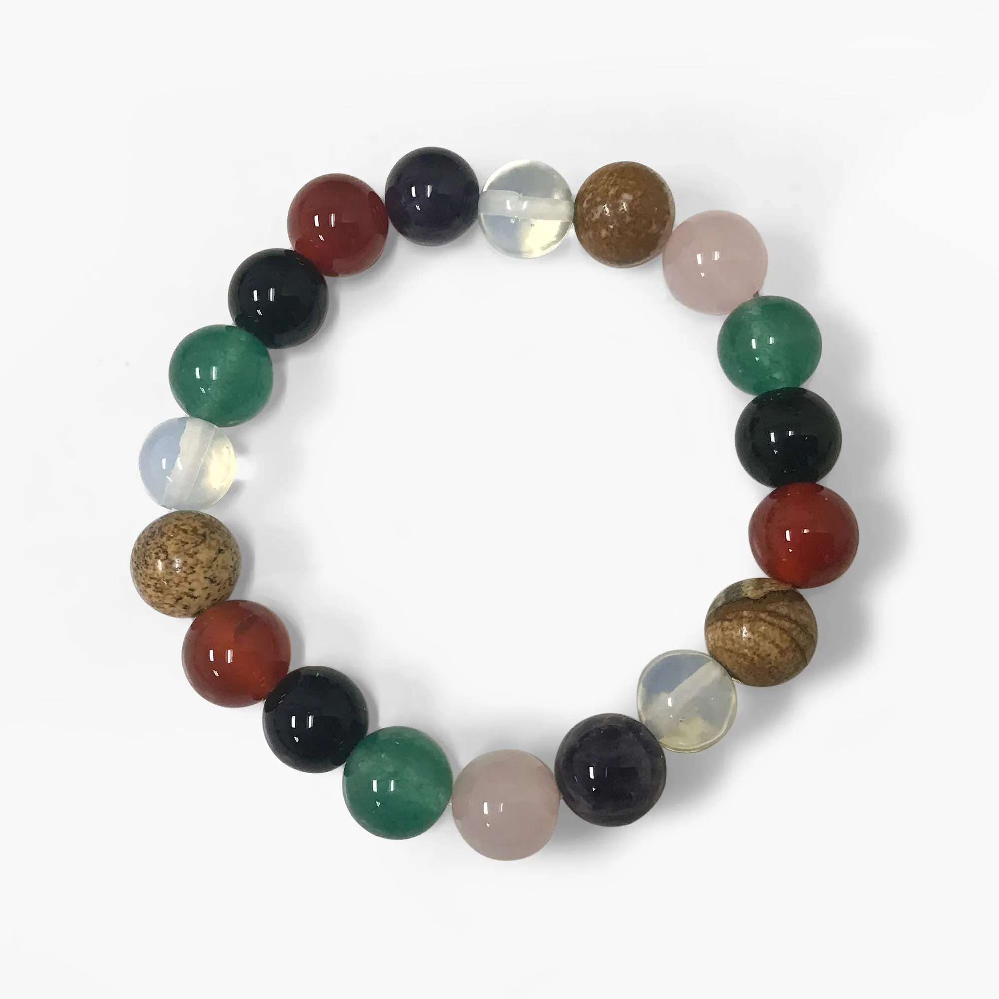 10mm Multi Gemstone Bead Unisex Handmade Stretch Bracelet