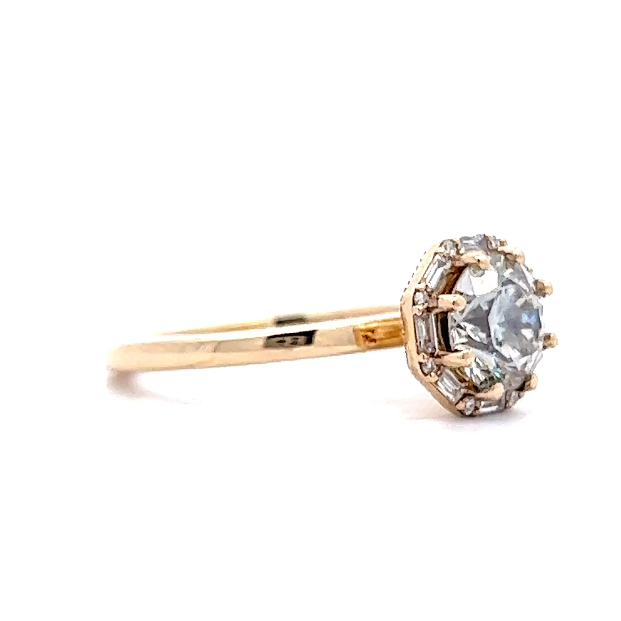 1.12 Diamond Halo Engagement Ring in 14k Yellow Gold