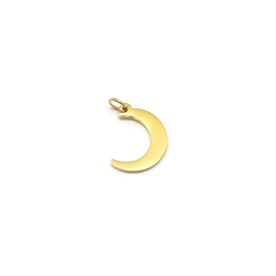 12mm 14K Gold Plated Stainless Steel Moon Charm