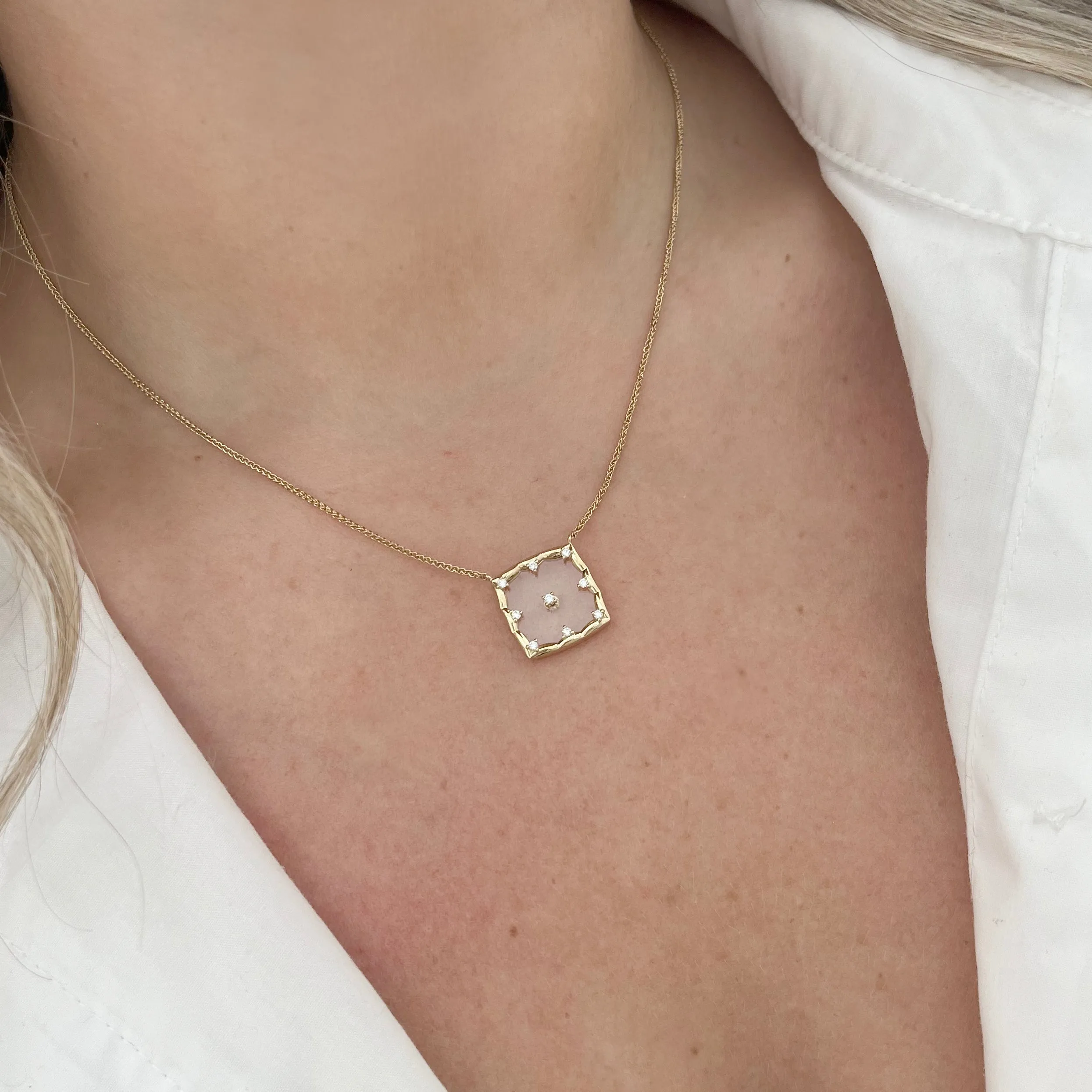 14K GOLD DIAMOND CARLY SQUARE NECKLACE