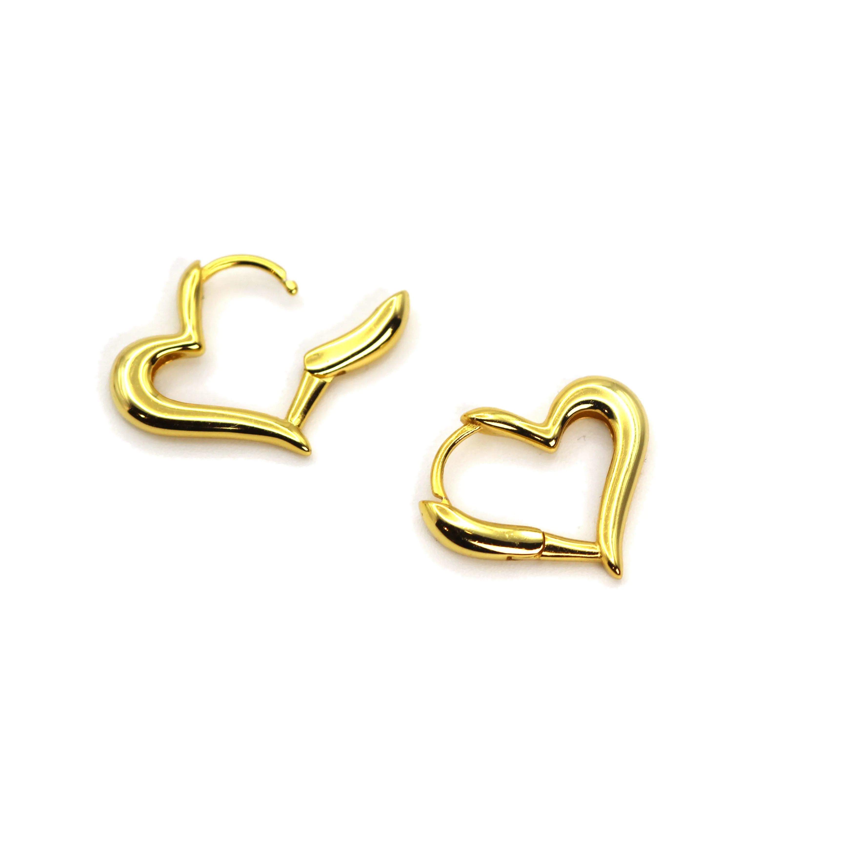 14k Gold Unique Lovely Heart Shape Hoop Earrings