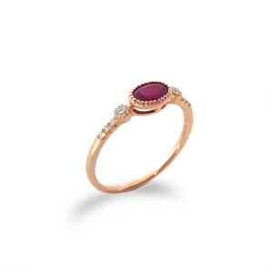 14K Oval Ruby & Diamond Fashion Stack Ring MR45621R