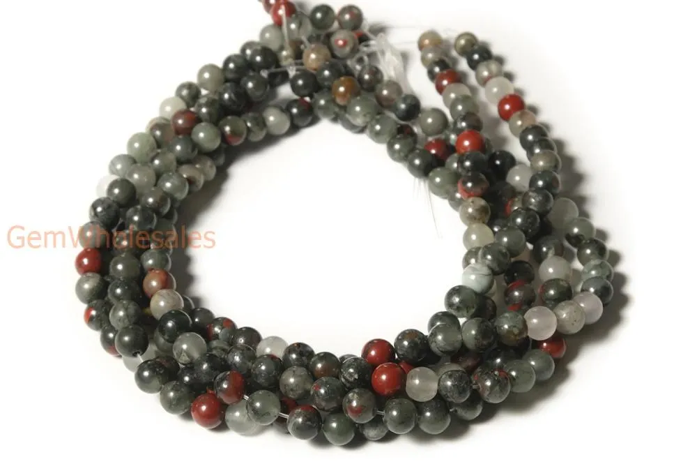 15.5" 6mm natural African bloodstone round beads