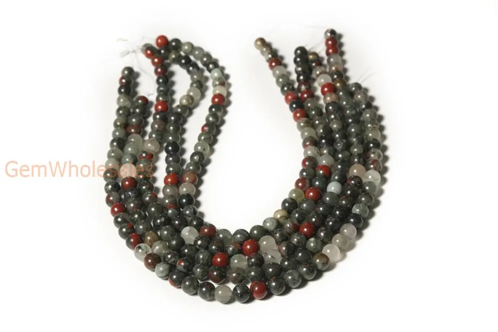 15.5" 6mm natural African bloodstone round beads