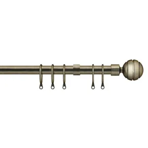 16-19mm Sliced Ball Pole Extendable Curtain Pole Antique Brass