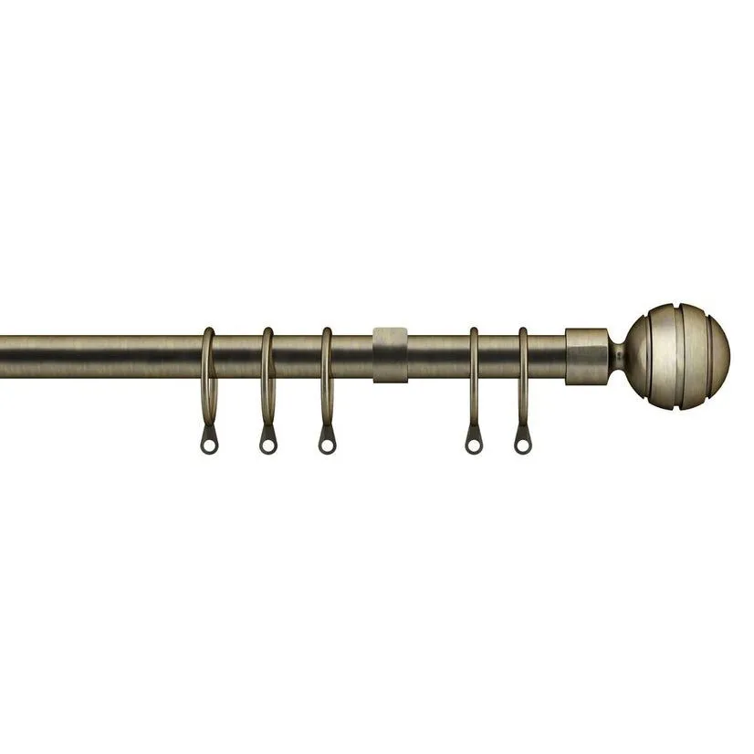 16-19mm Sliced Ball Pole Extendable Curtain Pole Antique Brass