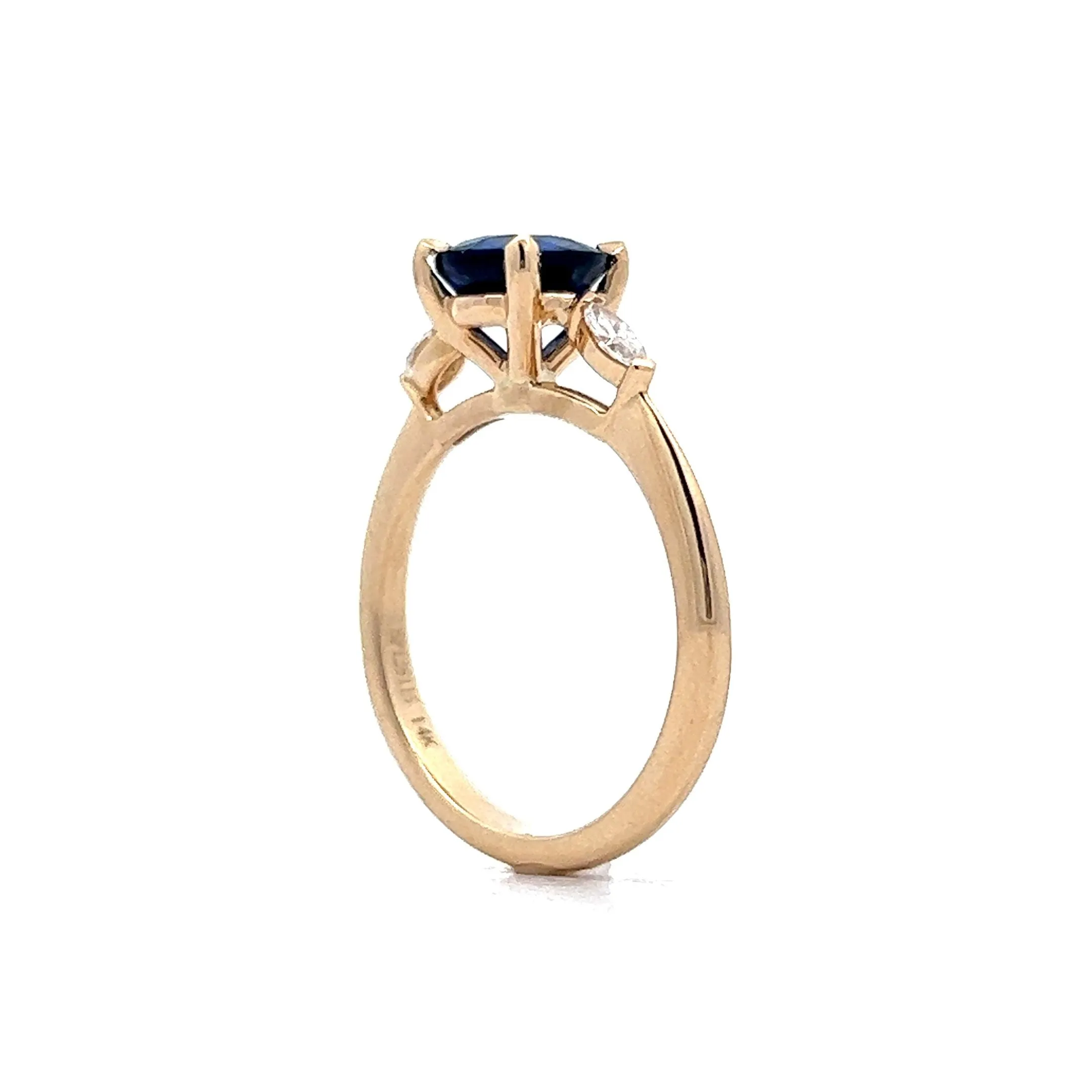 1.60 Blue Sapphire Engagement Ring in 14k Yellow Gold