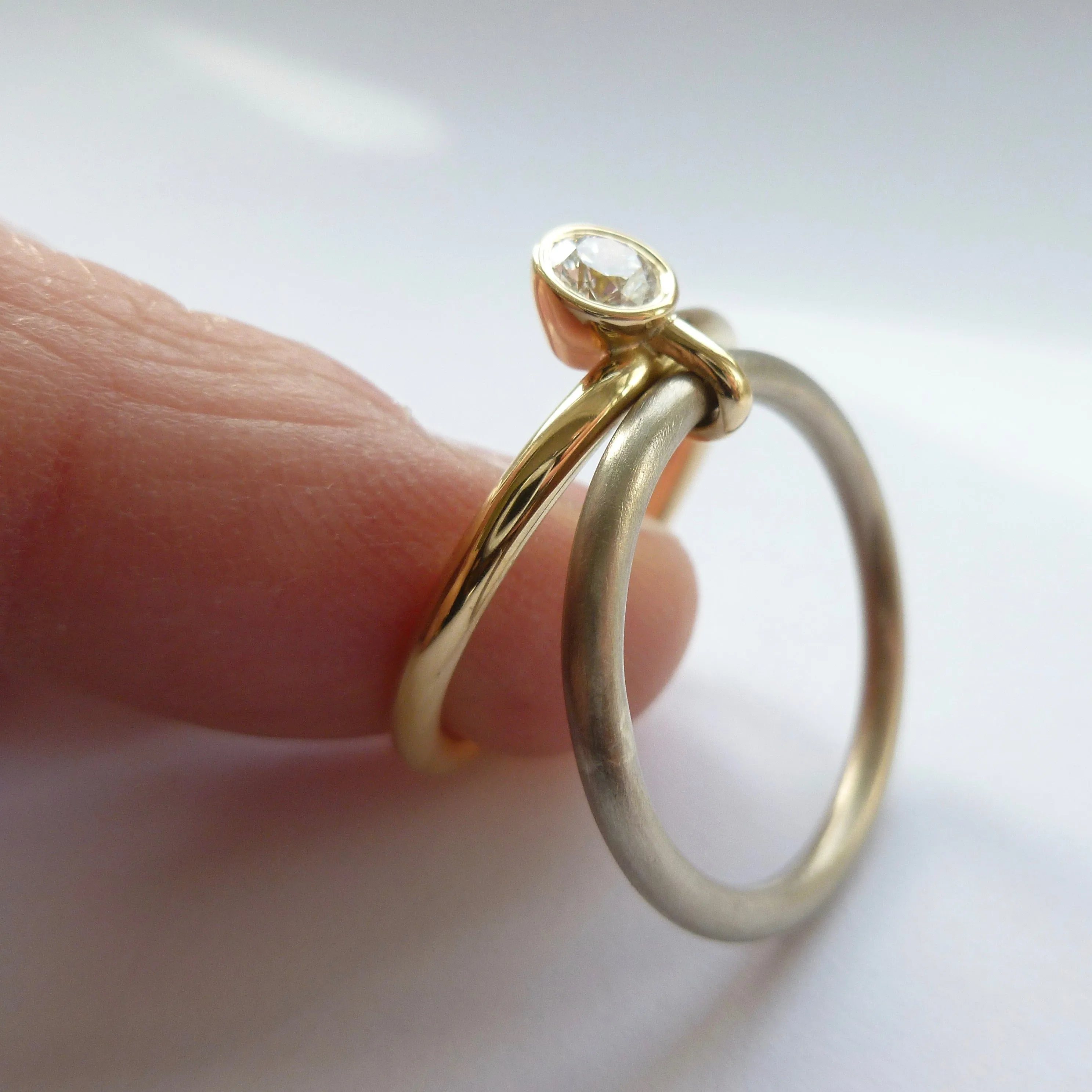18ct gold two tone stacking diamond engagement ring