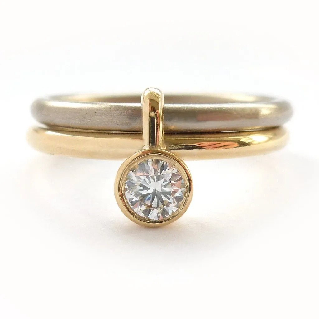 18ct gold two tone stacking diamond engagement ring