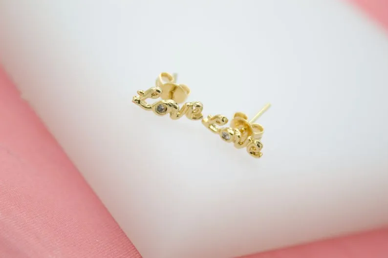 18K Gold Filled Love Stub Earrings