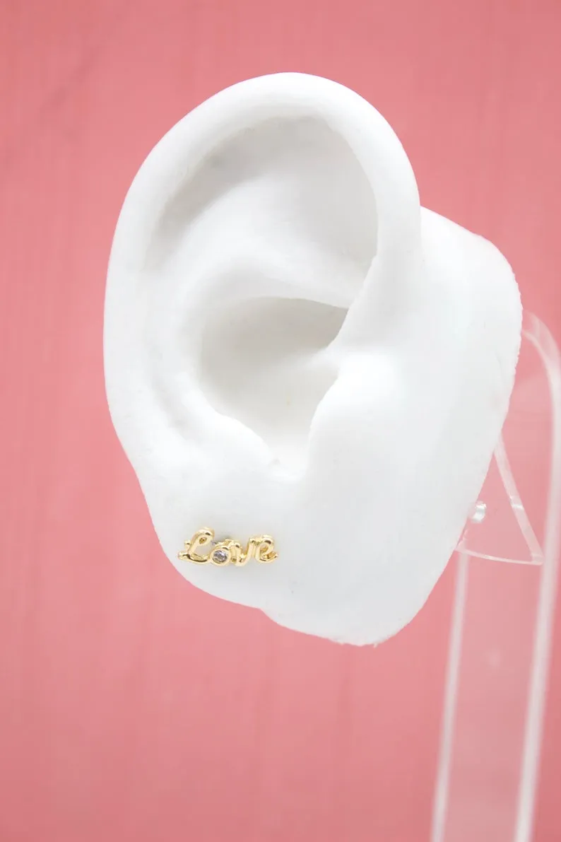 18K Gold Filled Love Stub Earrings