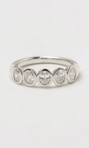 18K WG 0.75ct TDW Bezel Set Oval Diamond Band