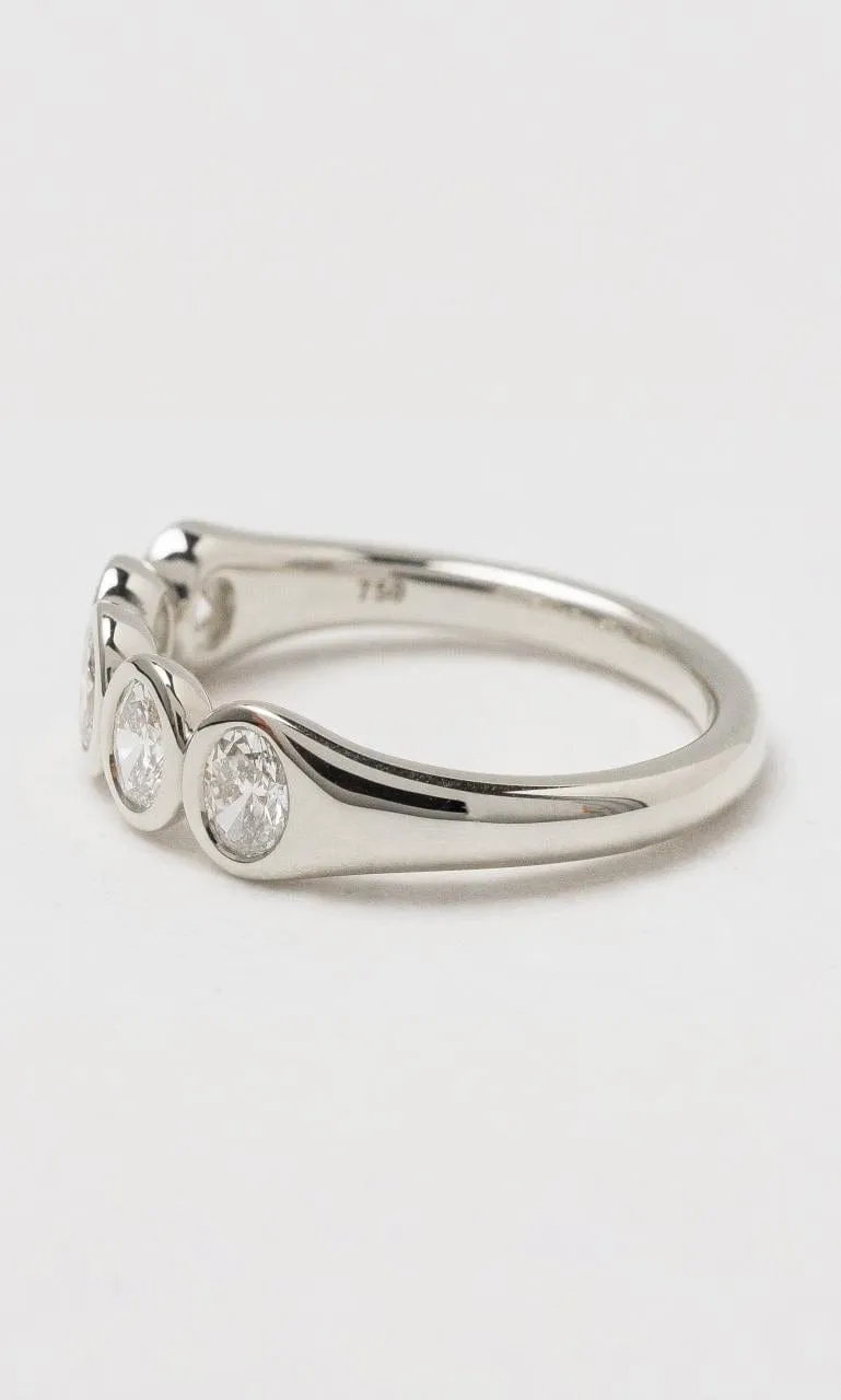 18K WG 0.75ct TDW Bezel Set Oval Diamond Band