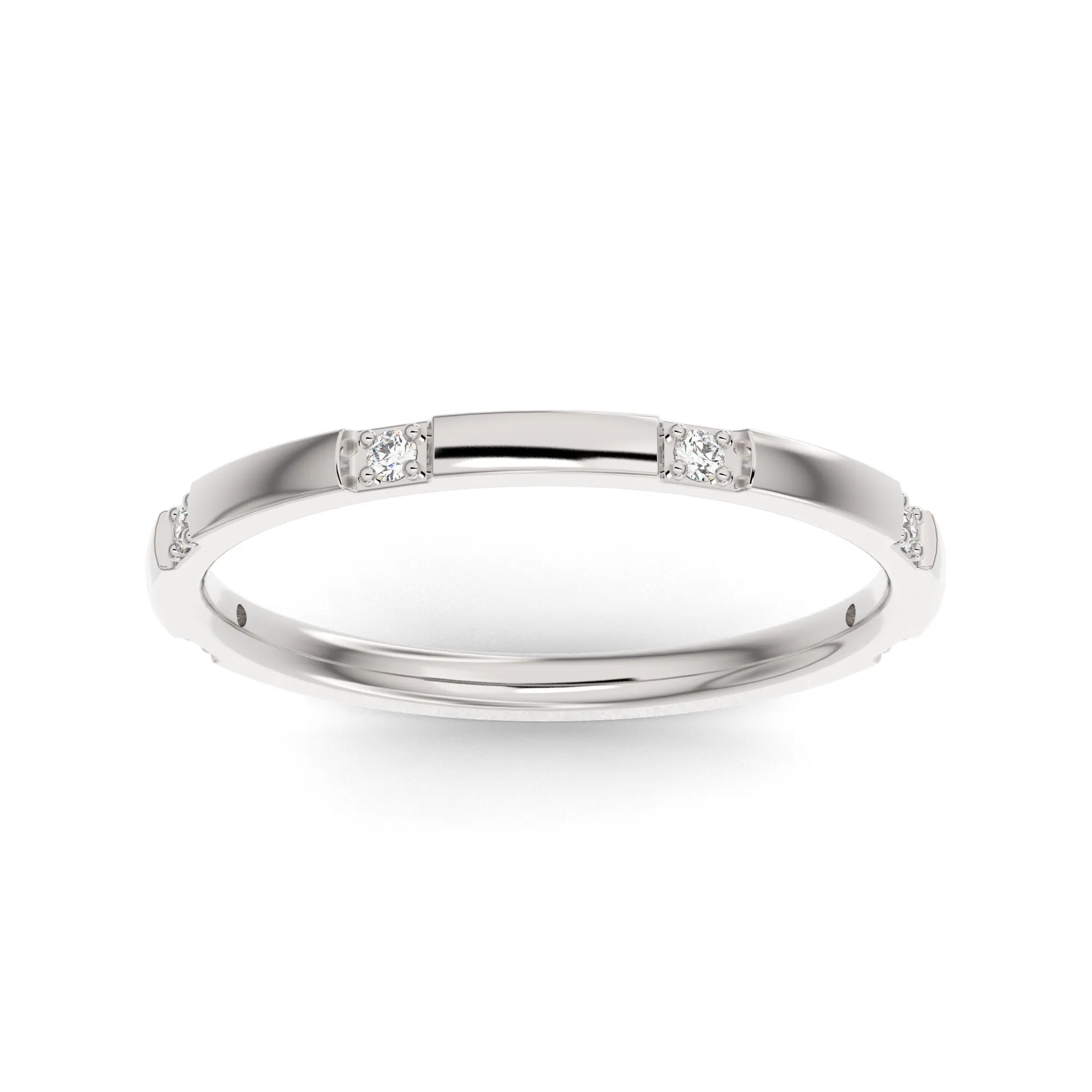 18K White Gold Six Spaced Stone Lab Grown Diamond Wedding Band