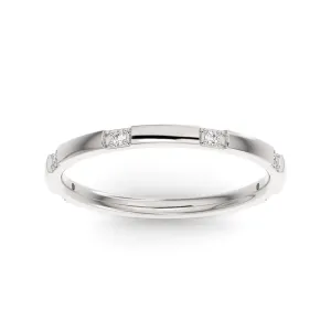 18K White Gold Six Spaced Stone Lab Grown Diamond Wedding Band