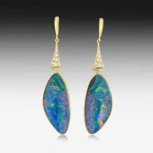 18kt Rose Gold Opal and Diamond earrings
