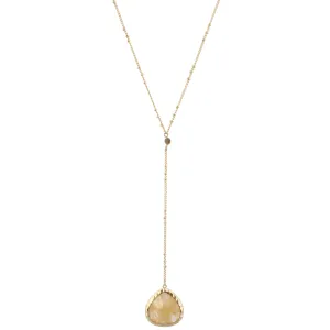18" Adjustable Y Necklace with 3" Drop, Natural Teardrop