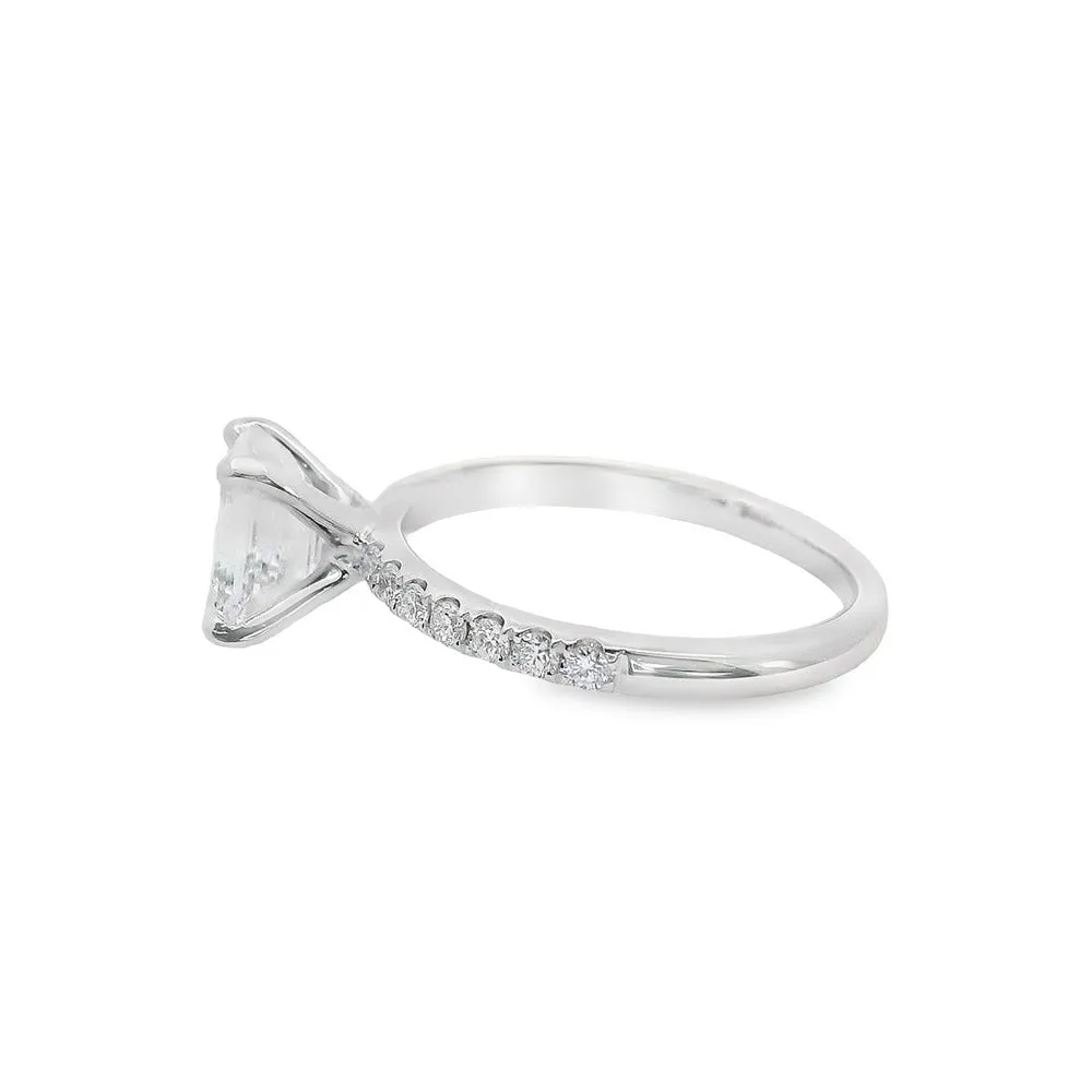 2 ct Certified Emerald Cut Lab-Diamond 18K white Gold Side-Diamond Engagement Ring