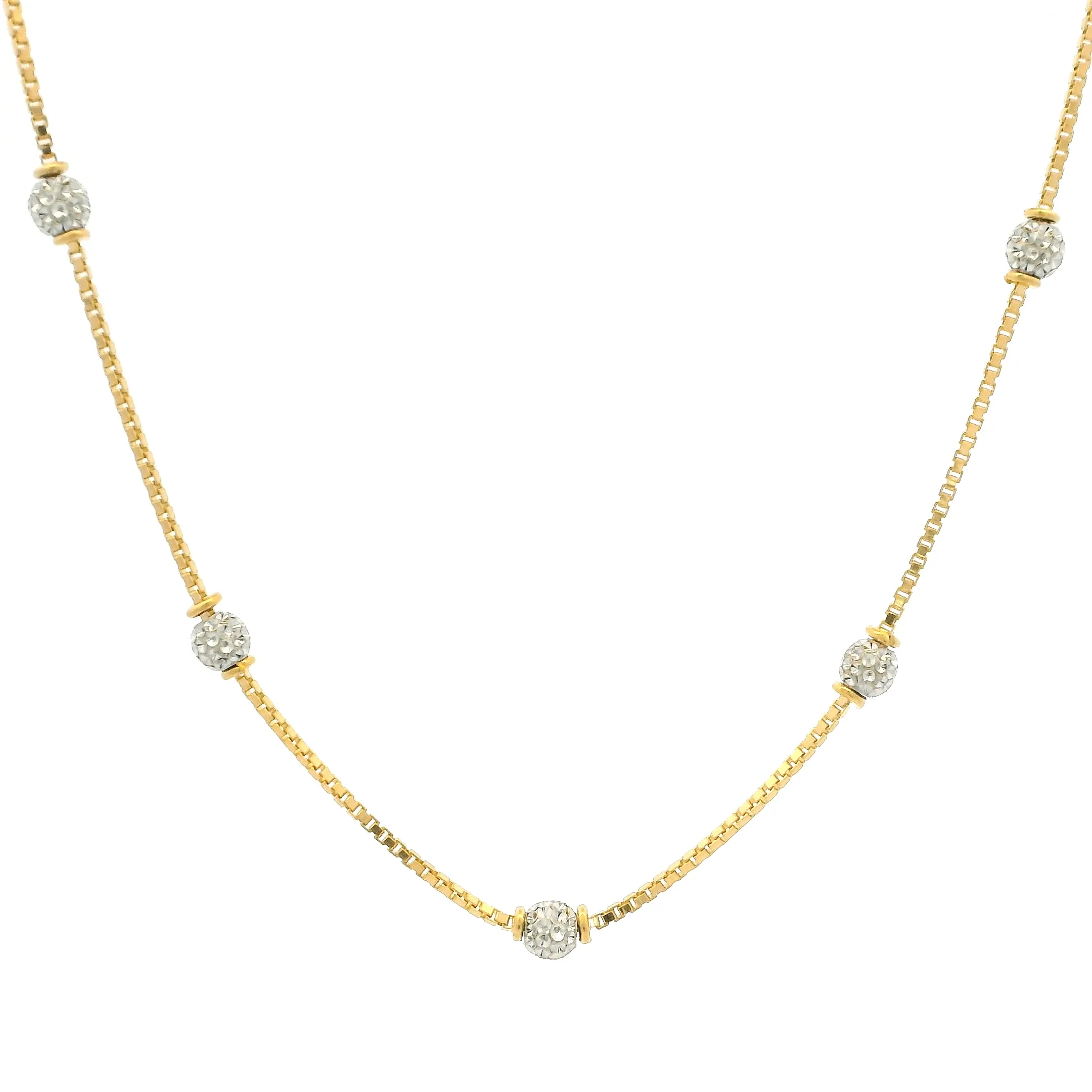 22ct Gold Beaded Chain for women's| 16 Inches | Rhodium Finish | Plain