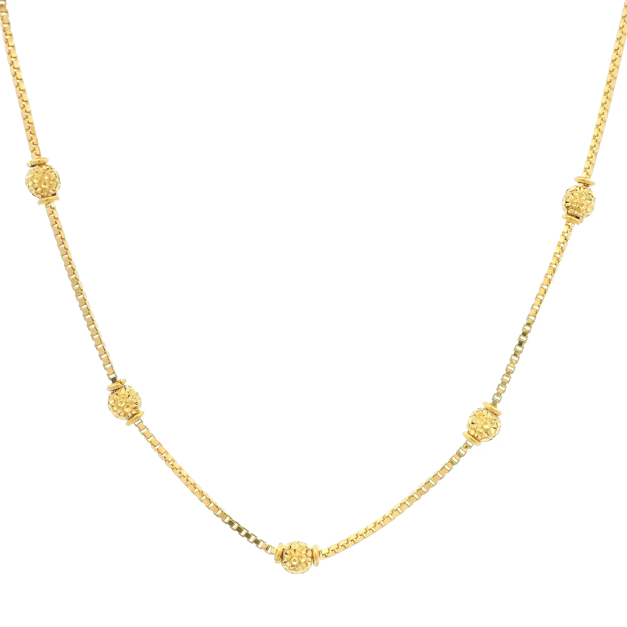 22ct Gold Beaded Chain for women's| 16 Inches | Rhodium Finish | Plain