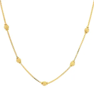 22ct Gold Beaded Chain for women's| 16 Inches | Rhodium Finish | Plain