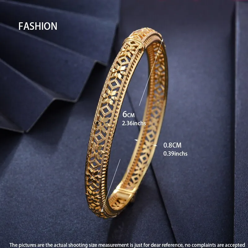 24K 4Pcs/lot  Ethiopian Gold Color Bangles for Women/Men