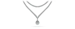 3 Prong Double Strand V Drop Diamond Necklace with 14.64 ct.(finished)