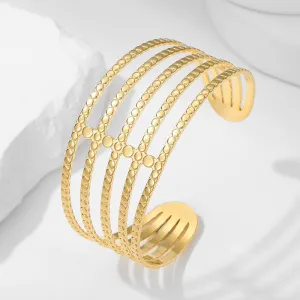 316L Stainless Steel Geometric Widening Cuff Bracelet For Women