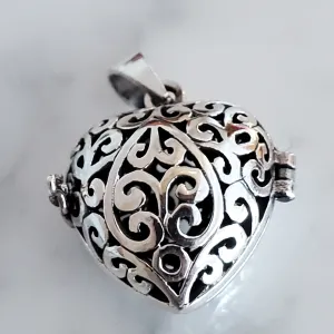 3D Heart Locket .925 Sterling Silver Pendant