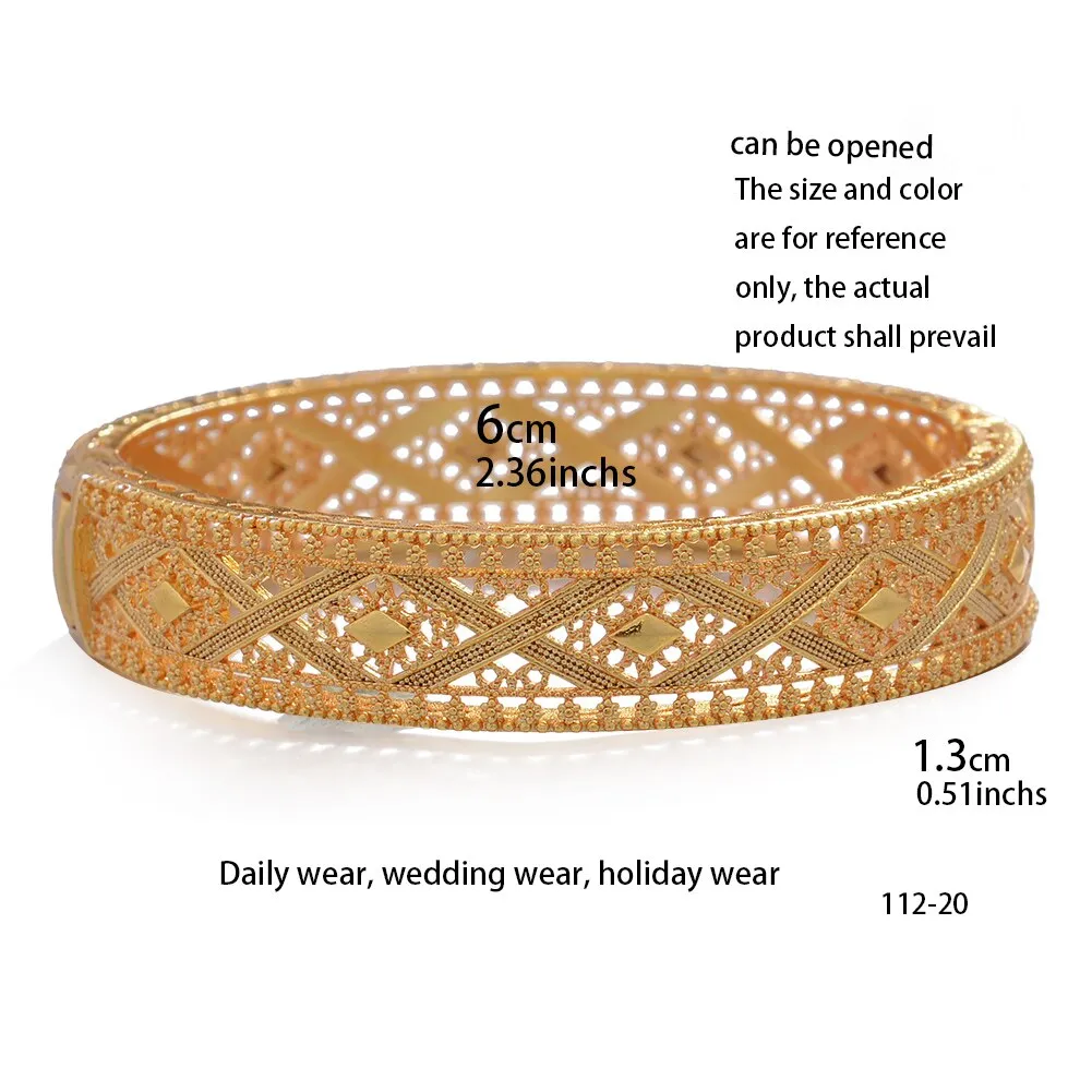 4Pcs/set Nigeria Dubai Gold Color Bangles African bridal wedding Jewelry For women