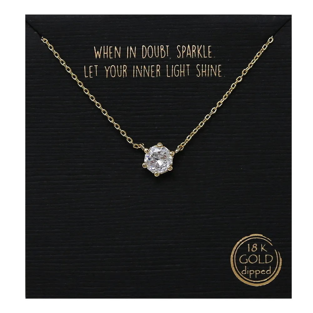 6mm Round Prong CZ Stone Simple Chain Necklace