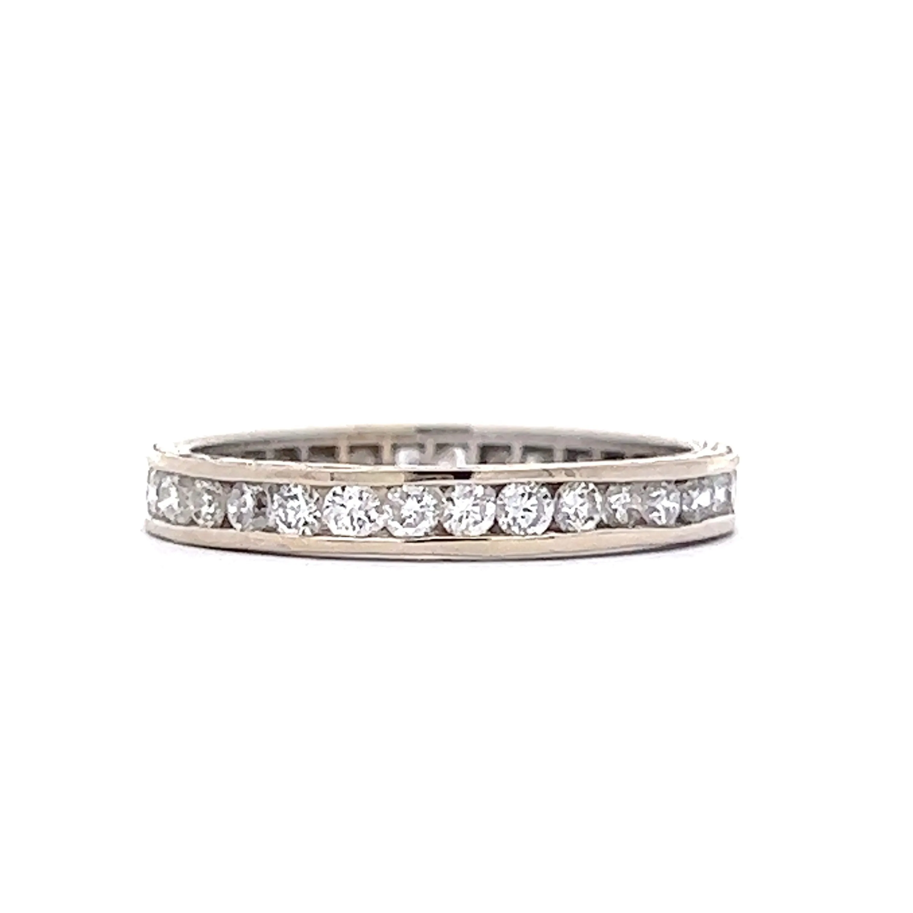 .80 Engraved Diamond Eternity Band in 14k White Gold