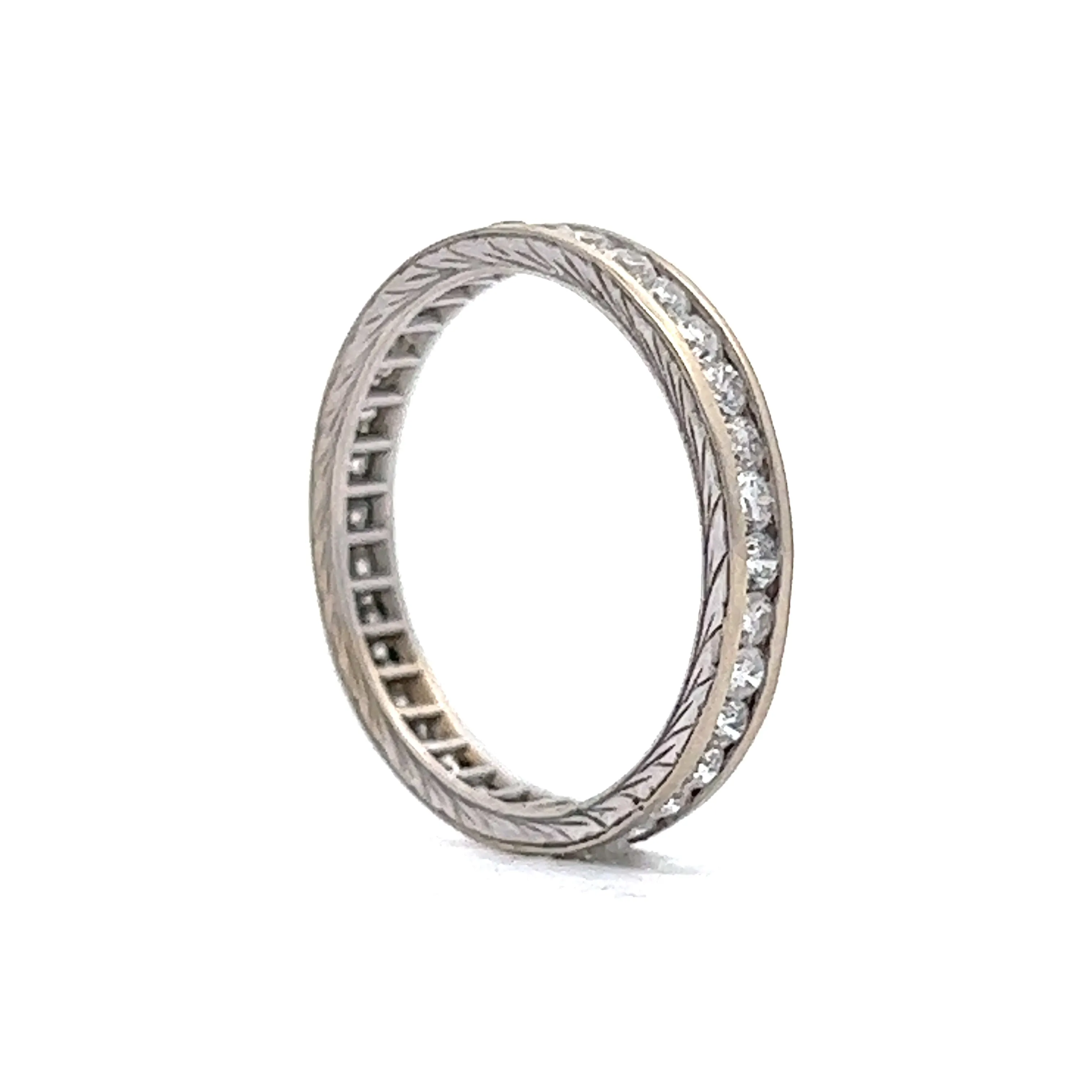 .80 Engraved Diamond Eternity Band in 14k White Gold