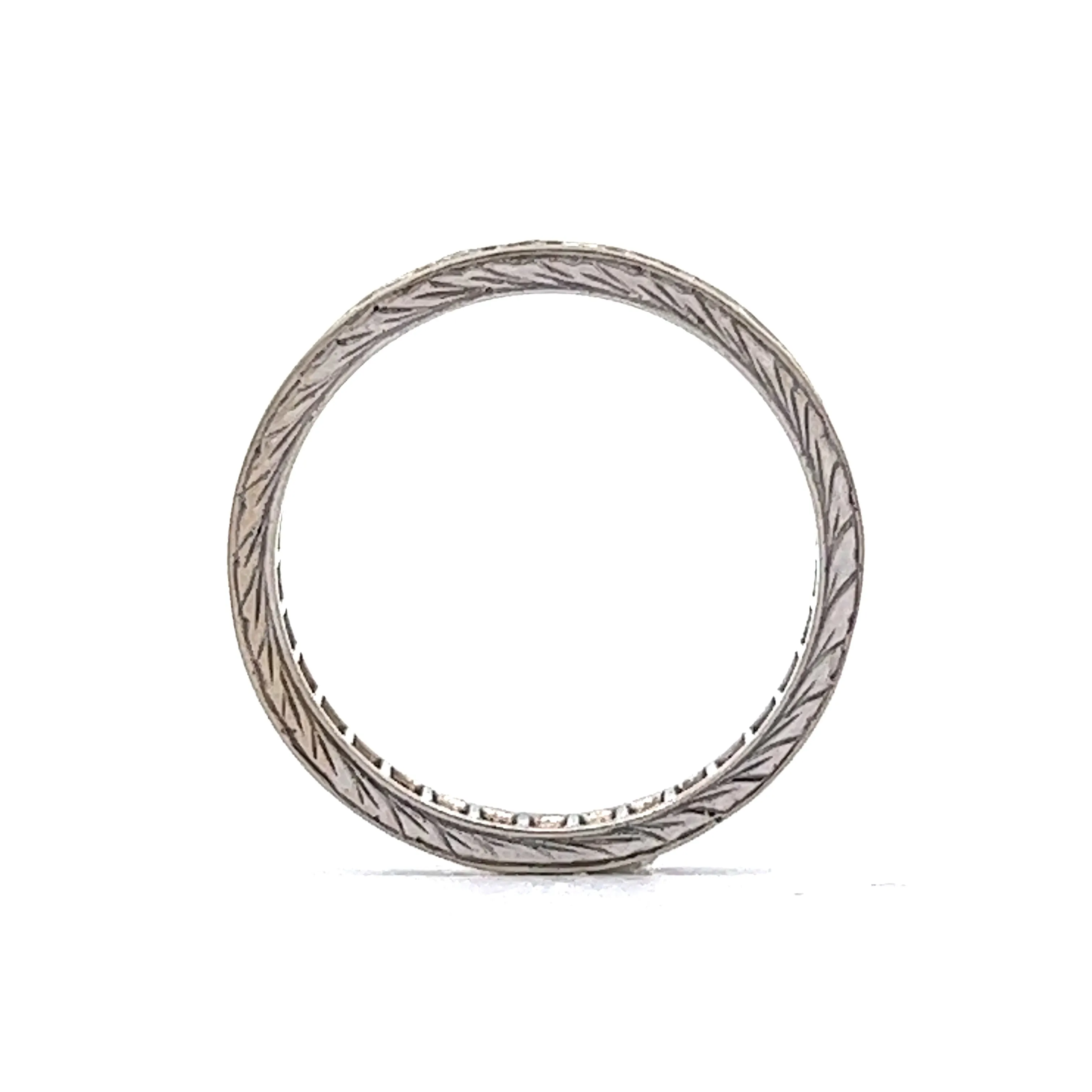 .80 Engraved Diamond Eternity Band in 14k White Gold