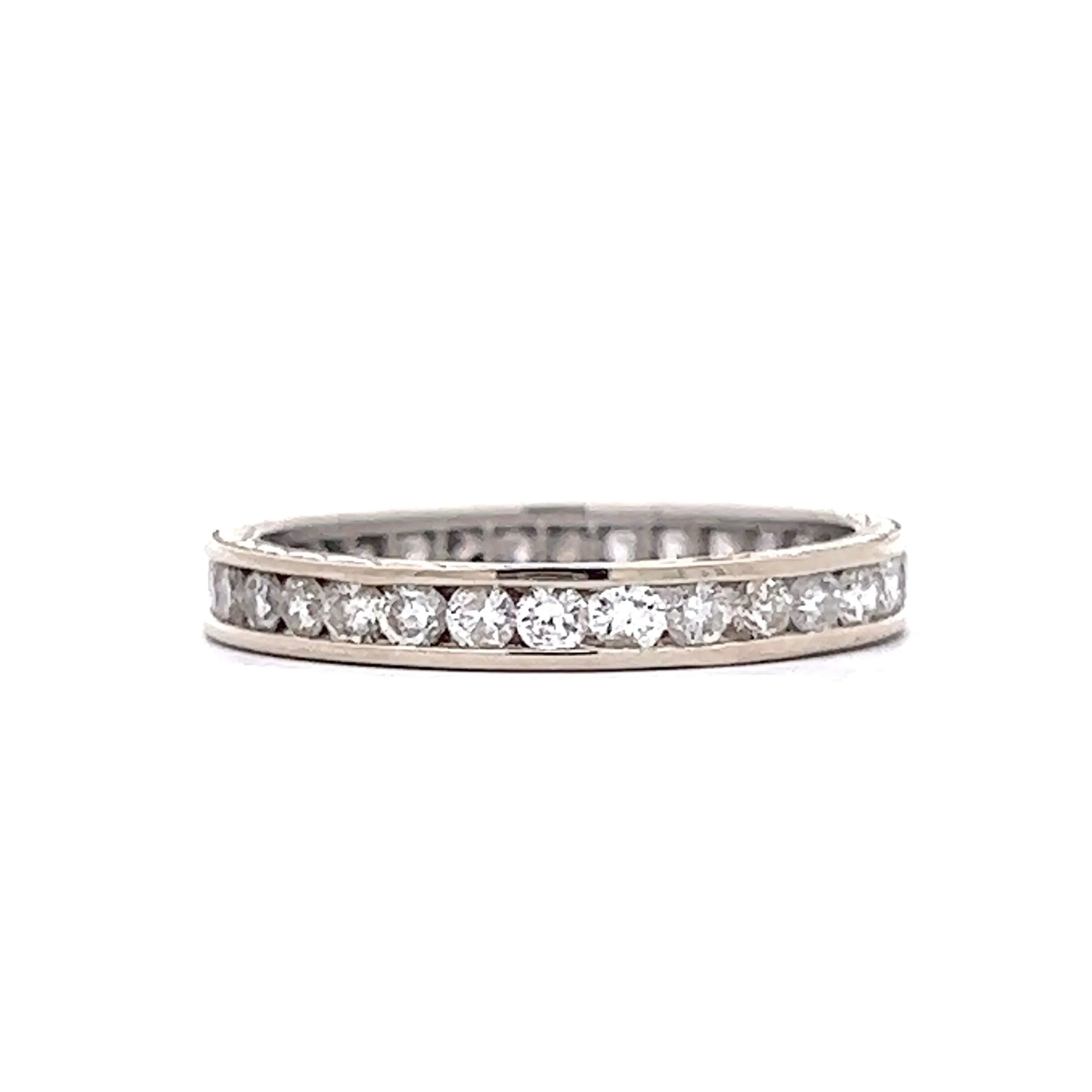 .80 Engraved Diamond Eternity Band in 14k White Gold