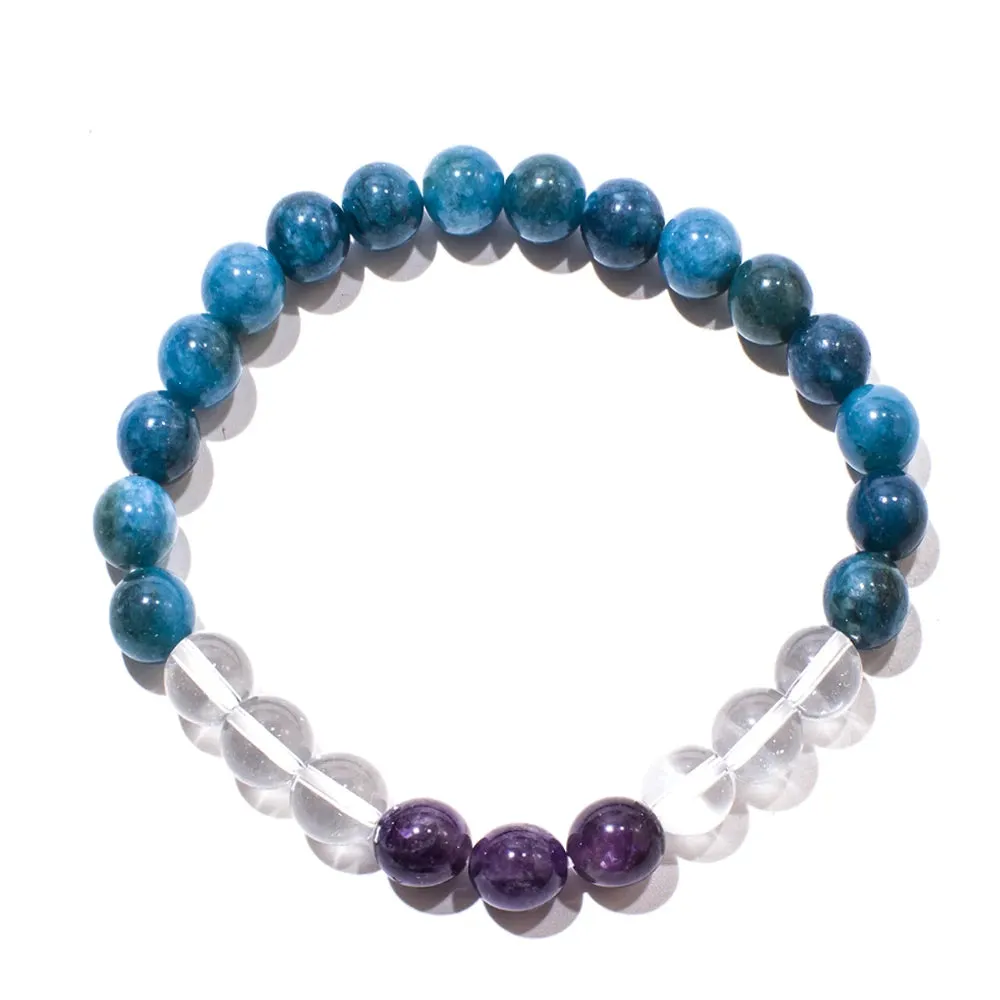 8mm Natural Amethyst Apatite Beads Necklace Bracelet 108 Mala Jewelry Set Meditation