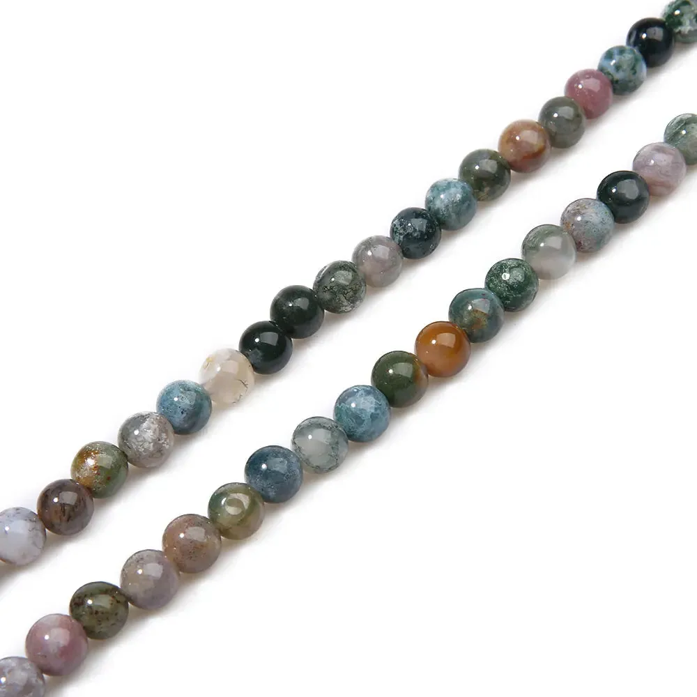 8mm Natural Indian Agate Beaded Buddha Head Necklace 108 Japa Mala Meditation Yoga Peaceful Jewelry