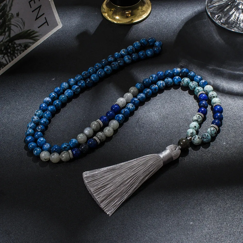 8mm Natural Stone Beaded 108 Mala Necklace for Men and Women Meditation Yoga Prayer Jewelry